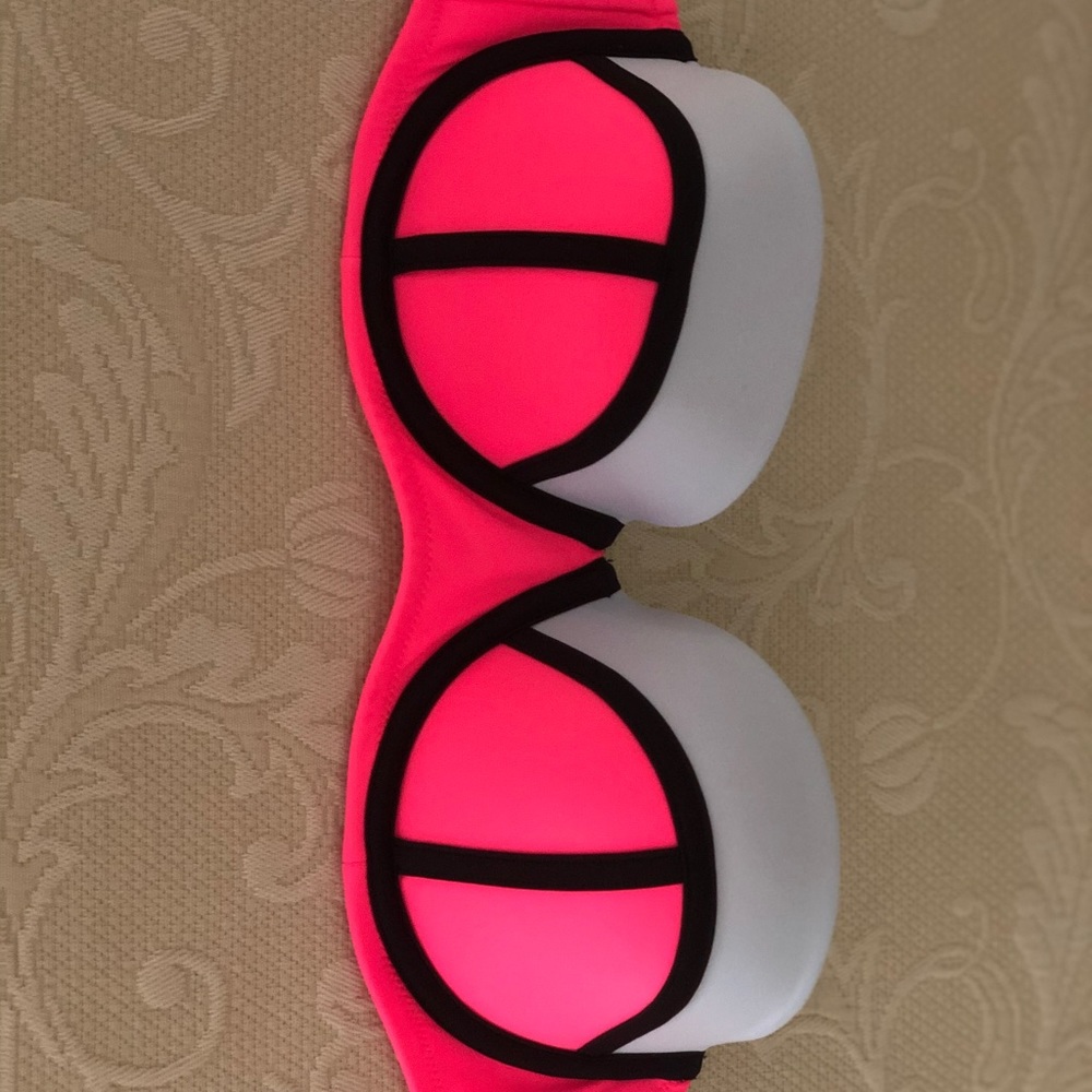 Pink strapless bathing suit